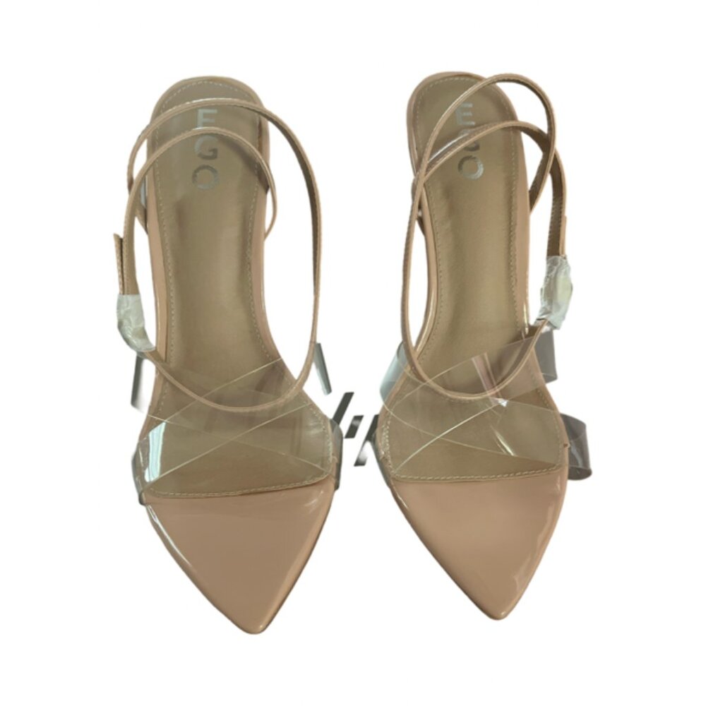 EGO Celia Nude Strappy Pointed Toe Stiletto High Heels Shoes Size 8